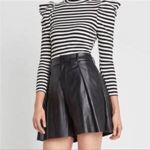 Choosy Black Vegan Leather High Waist Flare Leg Shorts